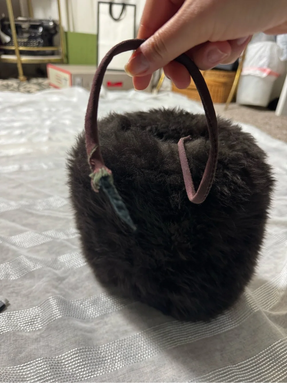 Vintage muffin cuff Faux Fur Accessory - Dark Brown